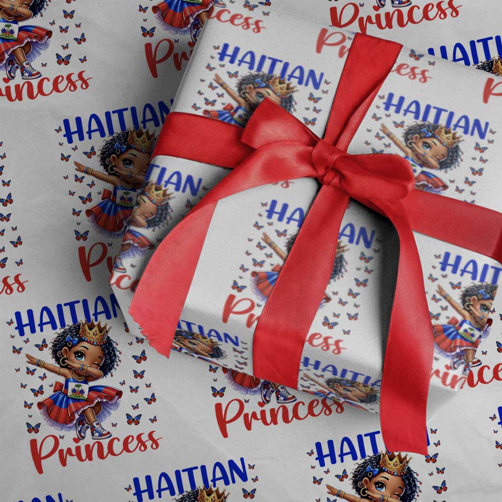 Cute Dabbing Haitian Princess Kids Graphic Wrapping Paper Roll Haiti Heritage Pride