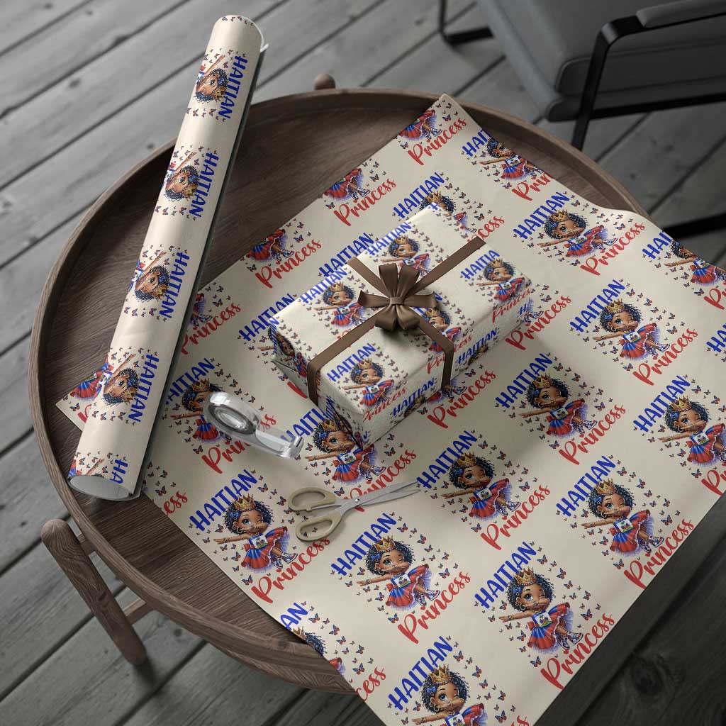 Cute Dabbing Haitian Princess Kids Graphic Wrapping Paper Roll Haiti Heritage Pride