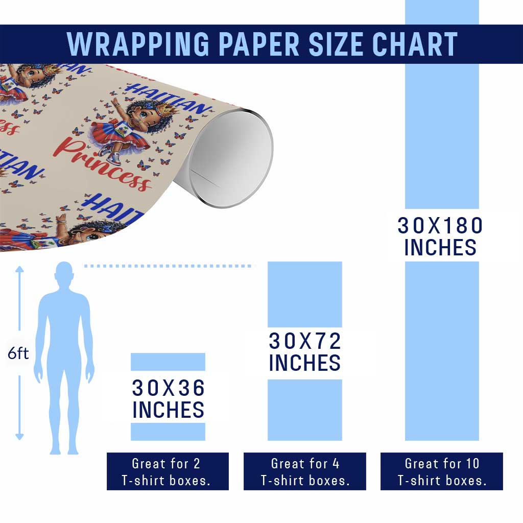Cute Dabbing Haitian Princess Kids Graphic Wrapping Paper Roll Haiti Heritage Pride