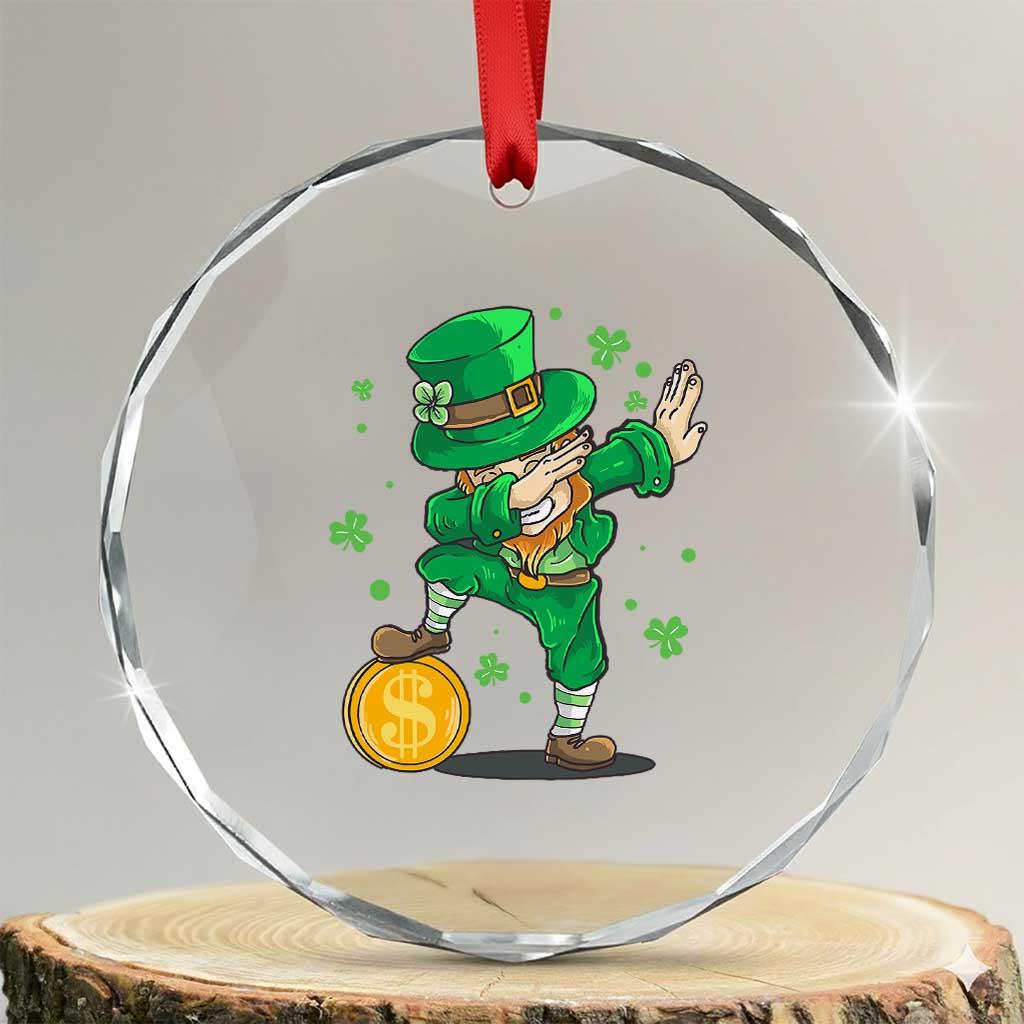 Cute Dabbing Leprechaun Crystal Glass Ornament Funny St Patricks Day TS02