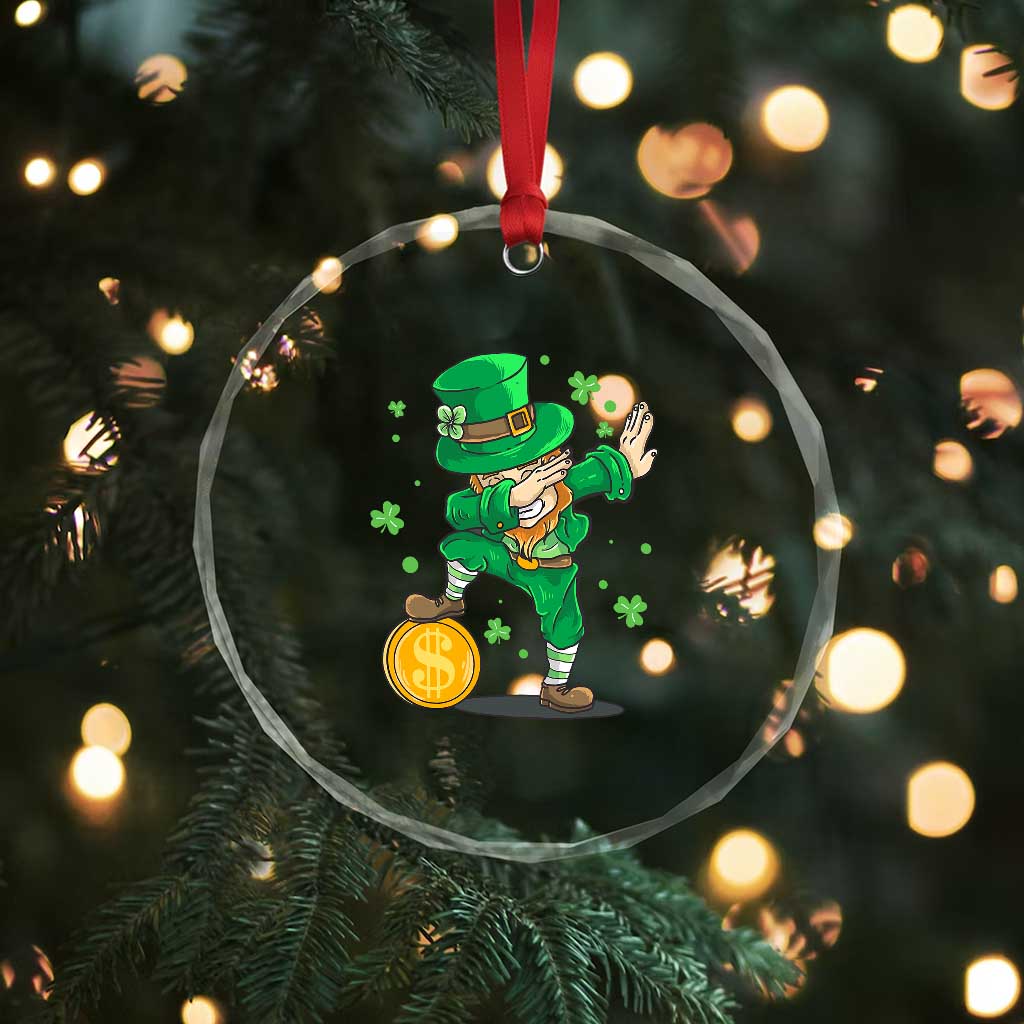 Cute Dabbing Leprechaun Crystal Glass Ornament Funny St Patricks Day TS02