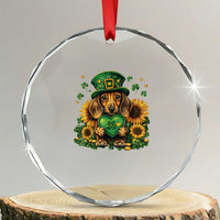 Cute Dachshund Leprechaun Crystal Glass Ornament Shamrock St. Patrick's Day Dog Lover TS02