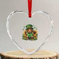 Cute Dachshund Leprechaun Heart Crystal Glass Ornament Shamrock St. Patrick's Day Dog Lover - Wonder Print Shop