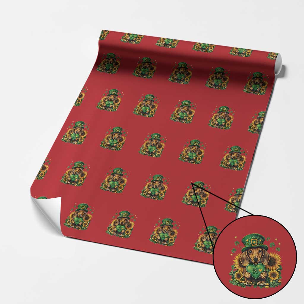 Cute Dachshund Leprechaun Wrapping Paper Roll Shamrock St. Patrick's Day Dog Lover - Wonder Print Shop