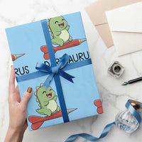 Cute Dartsaurus Playing Dart Wrapping Paper Roll Dinosaur Lover Gift - Wonder Print Shop