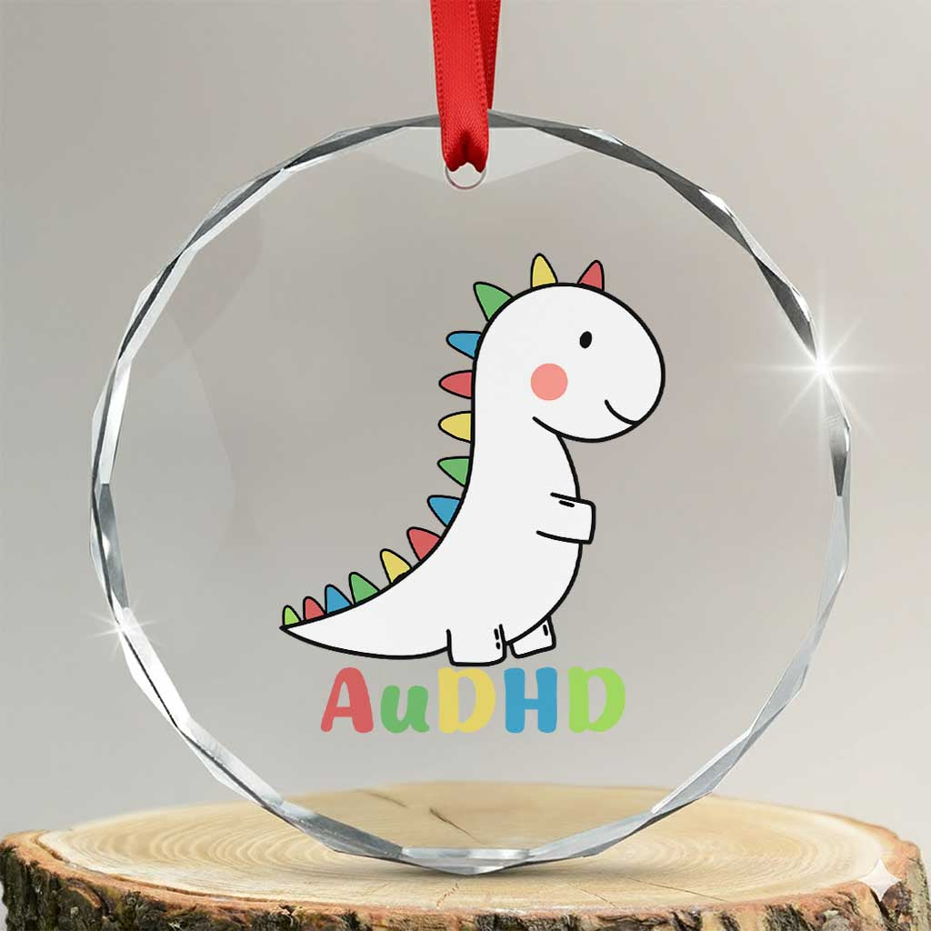 Cute Dinosaur AuDHD Crystal Glass Ornament ADHD Awareness TS02