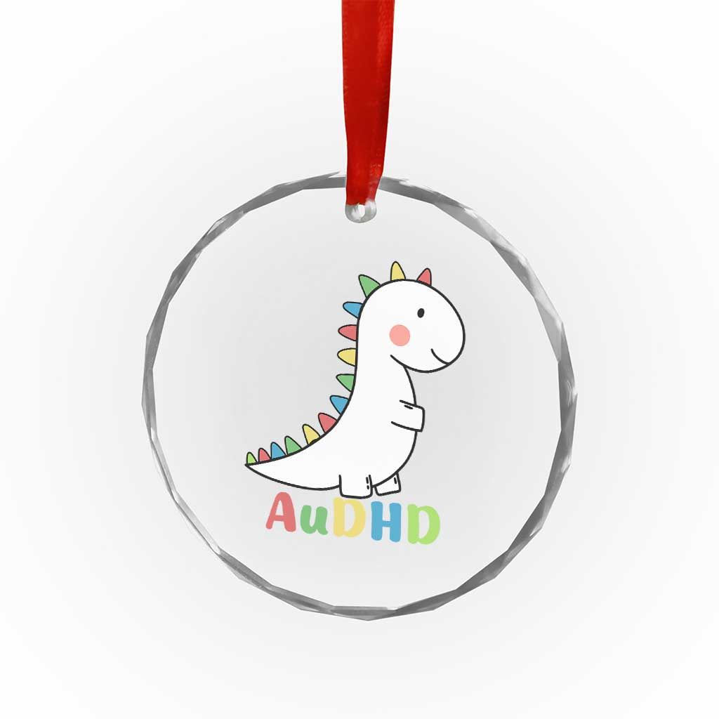 Cute Dinosaur AuDHD Crystal Glass Ornament ADHD Awareness TS02