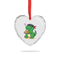 Cute Dinosaur Eating Chicken Nuggets Heart Crystal Glass Ornament Food Humor Gift - Wonder Print Shop