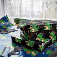 Cute Dinosaur Eating Chicken Nuggets Wrapping Paper Roll Food Humor Gift - Wonder Print Shop