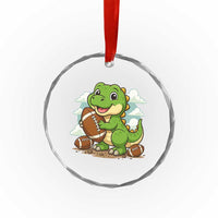 Cute Dinosaur Playing Football Crystal Glass Ornament Funny Kids Gift - Wonder Print Shop