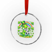 Cute Dinosaur Soccer Player Crystal Glass Ornament St Patricks Day Dino Lover