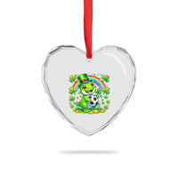 Cute Dinosaur Soccer Player Heart Crystal Glass Ornament St Patricks Day Dino Lover