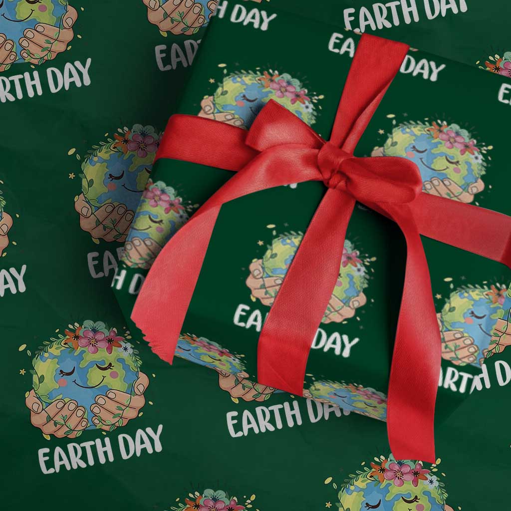 Cute Earth with Floral Earth Day Wrapping Paper Roll
