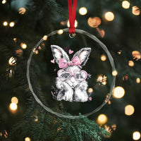 Cute Easter Bunny with Heart Glasses Pink Bow Crystal Glass Ornament Adorable Rabbit Love Aesthetic Gift