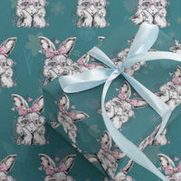 Cute Easter Bunny with Heart Glasses Pink Bow Wrapping Paper Roll Adorable Rabbit Love Aesthetic Gift