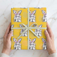 Cute Easter Bunny with Heart Glasses Pink Bow Wrapping Paper Roll Adorable Rabbit Love Aesthetic Gift