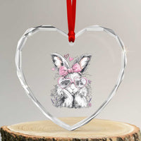 Cute Easter Bunny with Heart Glasses Pink Bow Heart Crystal Glass Ornament Adorable Rabbit Love Aesthetic Gift