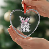 Cute Easter Bunny with Heart Glasses Pink Bow Heart Crystal Glass Ornament Adorable Rabbit Love Aesthetic Gift