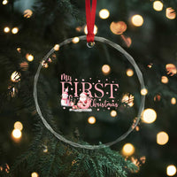 Cute First Xmas Crystal Glass Ornament Pink Santa Snowman TS09