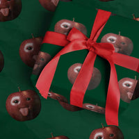Cute Freaky Apple with Tongue Out Wrapping Paper Roll Funny Goofy AI Fruit Meme - Wonder Print Shop