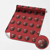 Cute Freaky Apple with Tongue Out Wrapping Paper Roll Funny Goofy AI Fruit Meme - Wonder Print Shop
