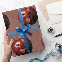 Cute Freaky Apple with Tongue Out Wrapping Paper Roll Funny Goofy AI Fruit Meme - Wonder Print Shop