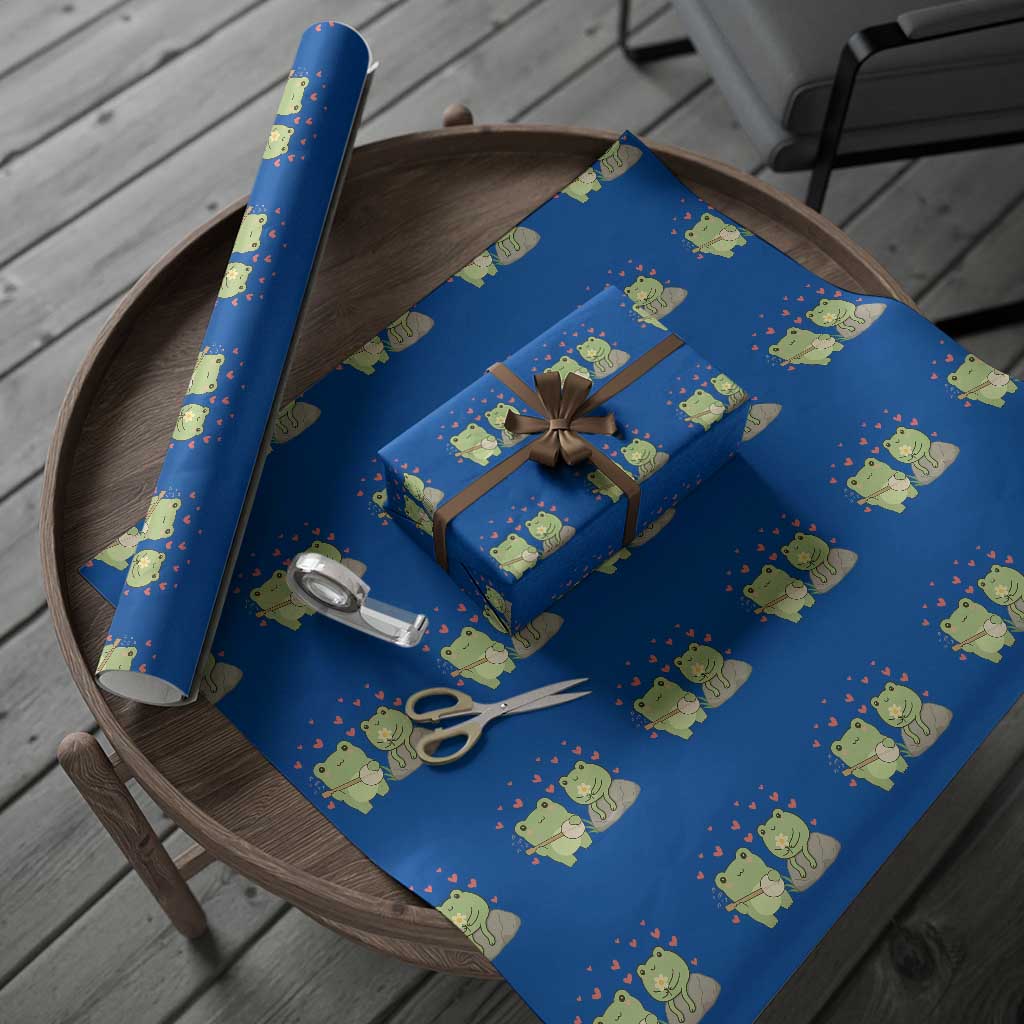 Cute Frog Lover Gift Wrapping Paper Roll Romantic Frog Music - Wonder Print Shop