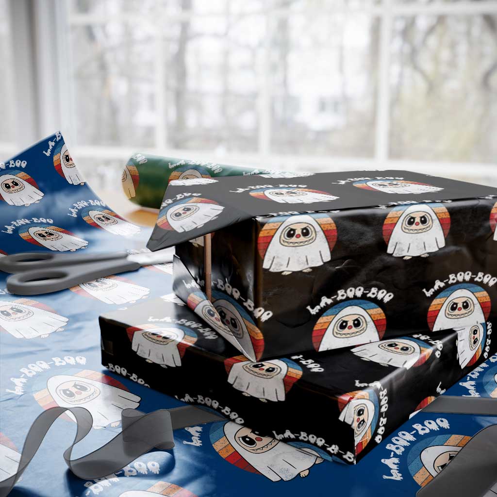 Cute Ghost Halloween Costume Wrapping Paper Roll Retro Spooky Trending Cartoon La Boo Boo - Wonder Print Shop