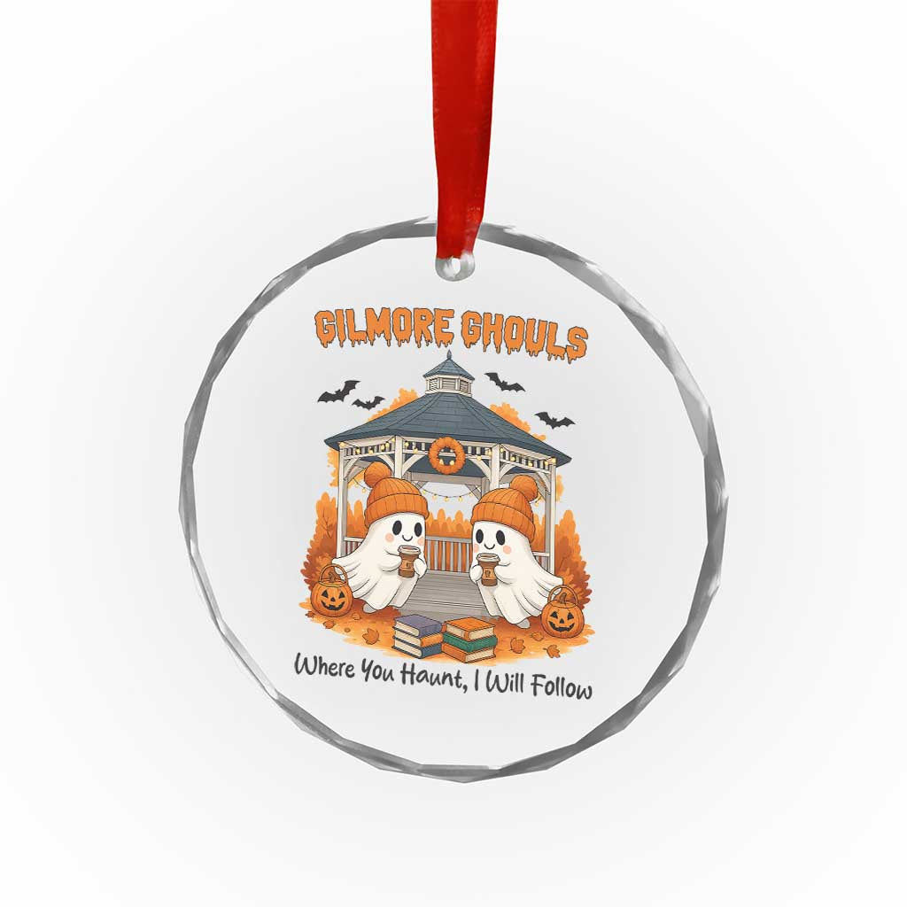 Cute Gilmore Ghouls Halloween Ghost Crystal Glass Ornament Cozy Fall Aesthetic with Pumpkin Spice and Books TS02