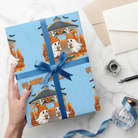 Cute Gilmore Ghouls Halloween Ghost Wrapping Paper Roll Cozy Fall Aesthetic with Pumpkin Spice and Books - Wonder Print Shop