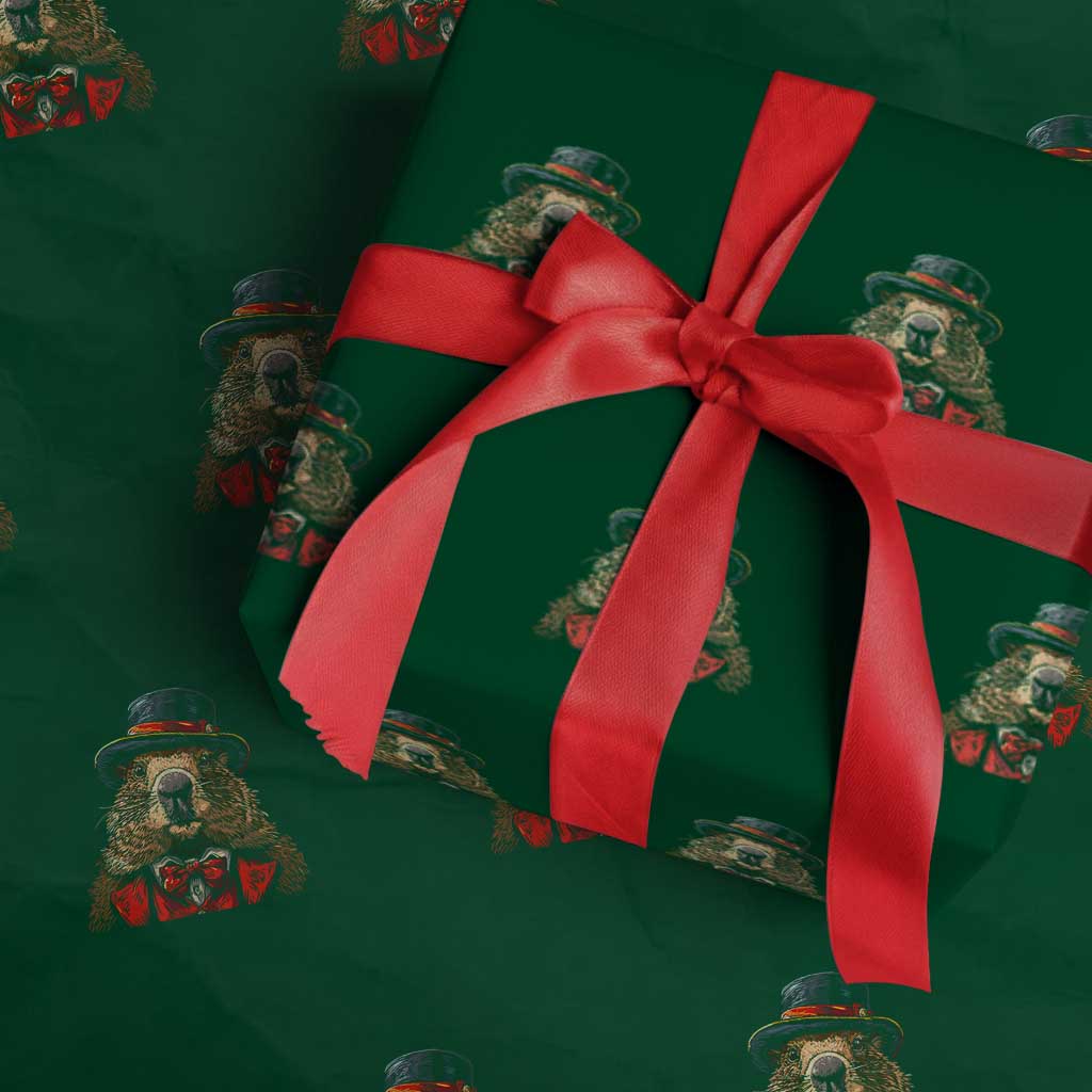Cute Groundhog Wrapping Paper Roll Woodchuck Day Animal Lover - Wonder Print Shop