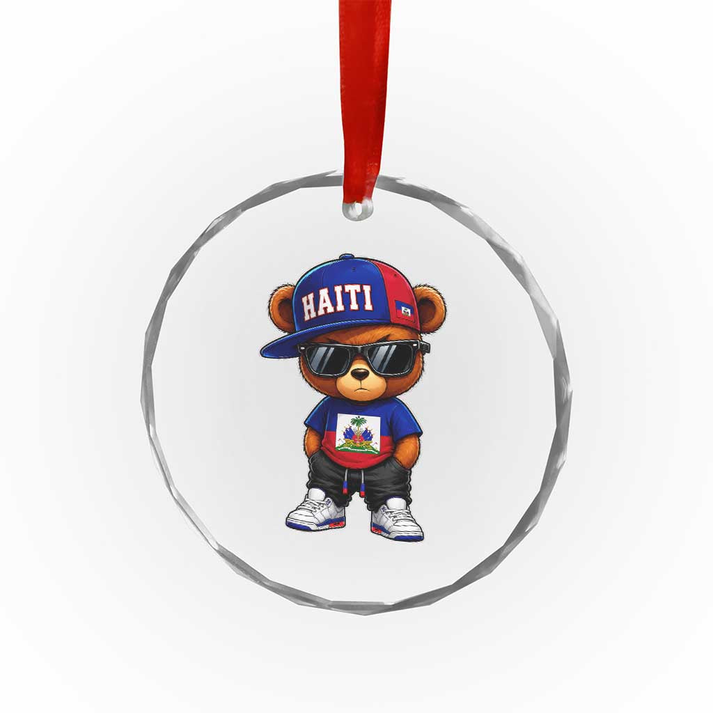 Cute Haiti Crystal Glass Ornament Hip Hop Teddy Bear Haitian Flag Ayiti Roots