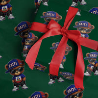 Cute Haiti Wrapping Paper Roll Hip Hop Teddy Bear Haitian Flag Ayiti Roots