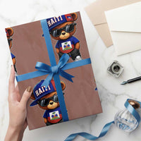 Cute Haiti Wrapping Paper Roll Hip Hop Teddy Bear Haitian Flag Ayiti Roots