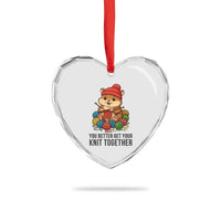 Cute Hamster Knitting Heart Crystal Glass Ornament You Better Get Your Knit Together - Wonder Print Shop