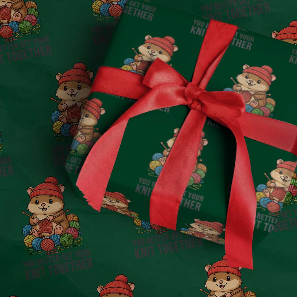 Cute Hamster Knitting Wrapping Paper Roll You Better Get Your Knit Together - Wonder Print Shop