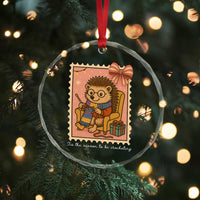Cute Hedgehog Knitting Crystal Glass Ornament Christmas Holiday Gift - Wonder Print Shop