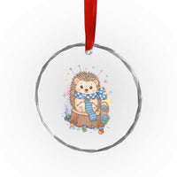 Cute Hedgehog Knitting Crystal Glass Ornament Gift For Crocheter TS12