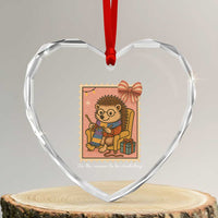 Cute Hedgehog Knitting Heart Crystal Glass Ornament Christmas Holiday Gift - Wonder Print Shop