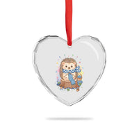 Cute Hedgehog Knitting Heart Crystal Glass Ornament Gift For Crocheter - Wonder Print Shop
