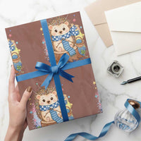 Cute Hedgehog Knitting Wrapping Paper Roll Gift For Crocheter - Wonder Print Shop