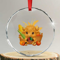 Cute Highland Cow With Kwanzaa Kinara And Presents Crystal Glass Ornament African Heritage Gift - Wonder Print Shop