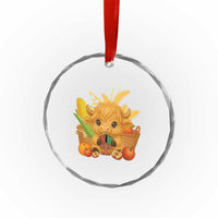 Cute Highland Cow With Kwanzaa Kinara And Presents Crystal Glass Ornament African Heritage Gift - Wonder Print Shop