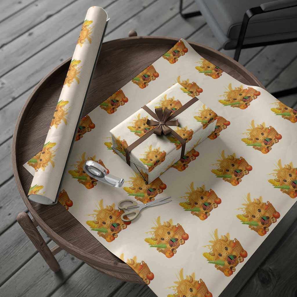 Cute Highland Cow With Kwanzaa Kinara And Presents Wrapping Paper Roll African Heritage Gift - Wonder Print Shop
