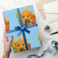 Cute Highland Cow With Kwanzaa Kinara And Presents Wrapping Paper Roll African Heritage Gift - Wonder Print Shop