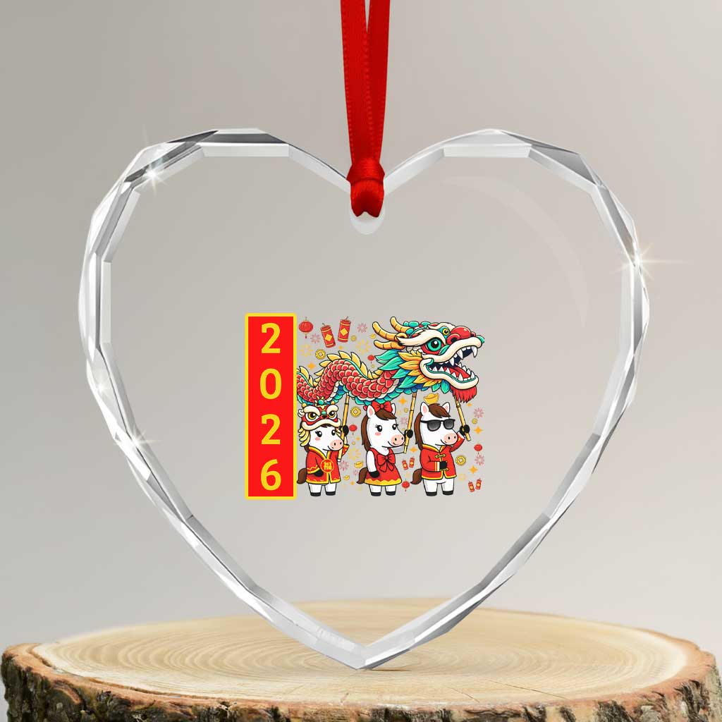Cute Horse Dragon Dance Heart Crystal Glass Ornament Lunar New Year - Wonder Print Shop