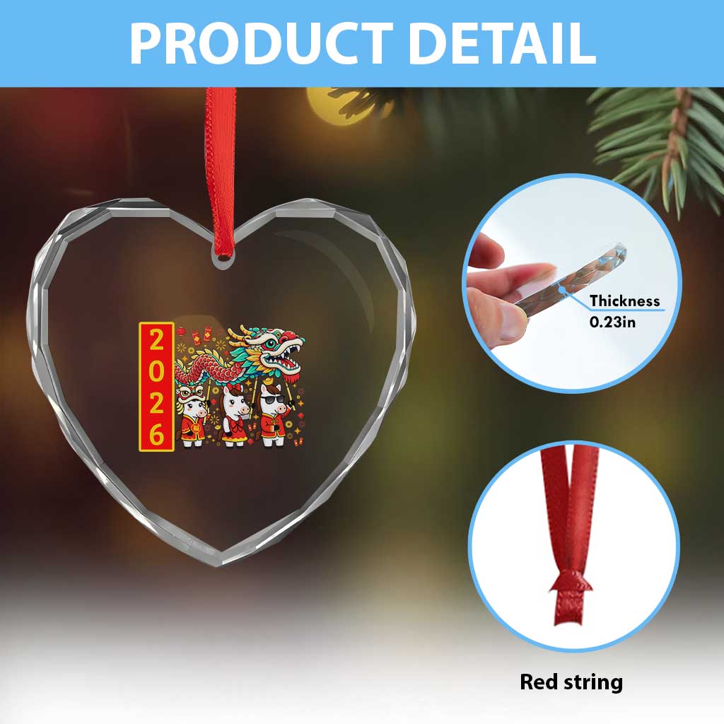 Cute Horse Dragon Dance Heart Crystal Glass Ornament Lunar New Year - Wonder Print Shop