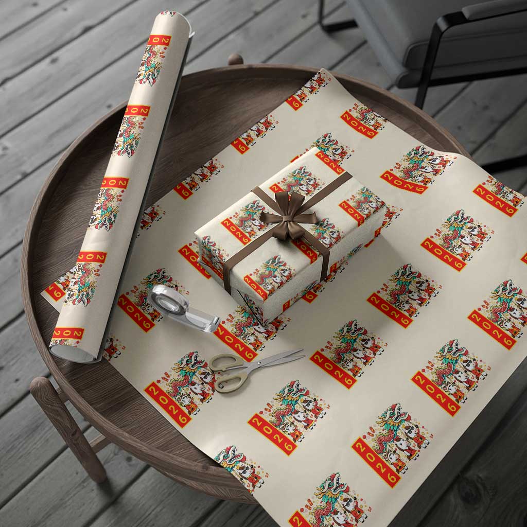 Cute Horse Dragon Dance Wrapping Paper Roll Lunar New Year - Wonder Print Shop