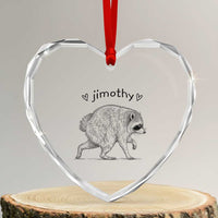 Cute Jimothy the Raccoon Hand Drawn Graphic Heart Crystal Glass Ornament Seattle Trash Panda Lover Supporter
