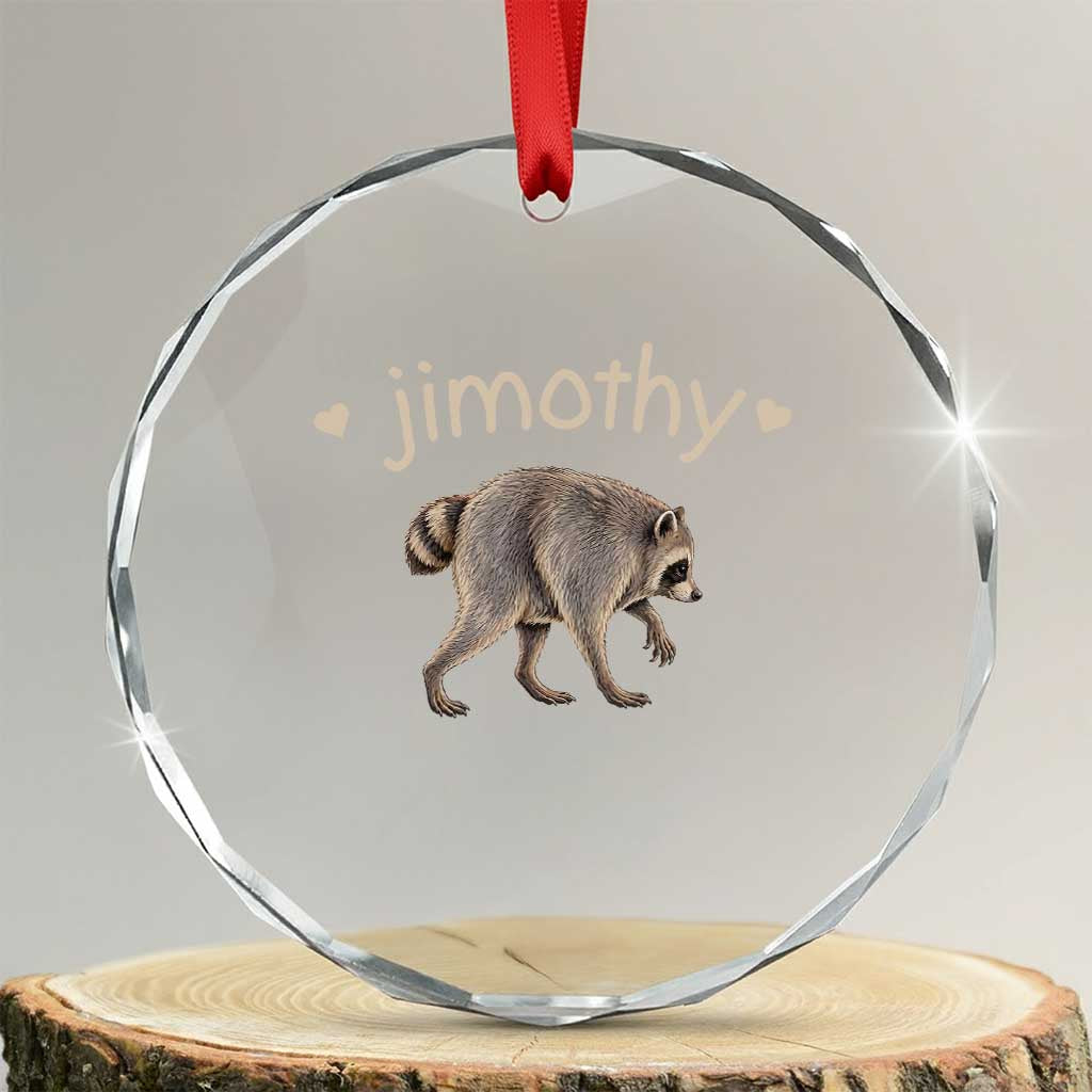 Cute Jimothy the Raccoon Heart Graphic Crystal Glass Ornament Viral Seattle Trash Panda Meme
